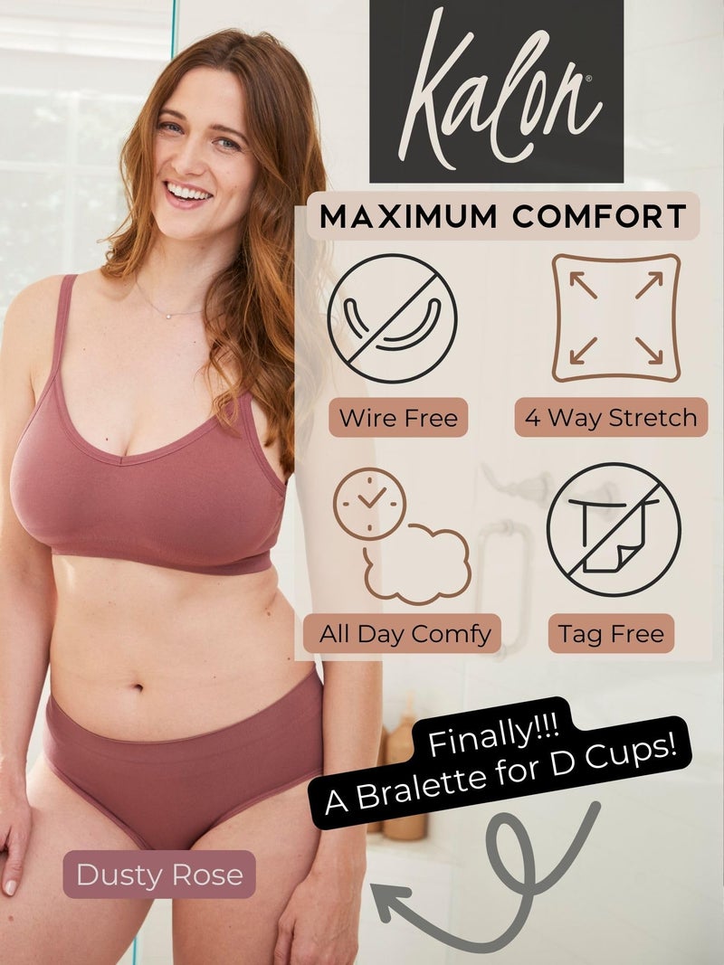 Kalon Womenâ€™s 4 Pack Demi Padded Bralette Wireless Comfortable Bra (M/L, Light Vintage) - Image 5